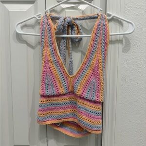 Hollister Colorful Crochet Halter Top